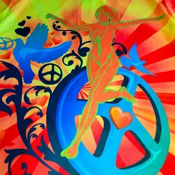 Beyond Limits mens " Run Hippie Happy" vivid colorful running shirt - Picture 4 of 5